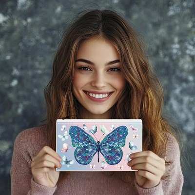 Elmas Mozaik Tablo 19.1-x-10.9cm Kelebek Desenli Cüzdan Boncuk Yapıştırma Kiti