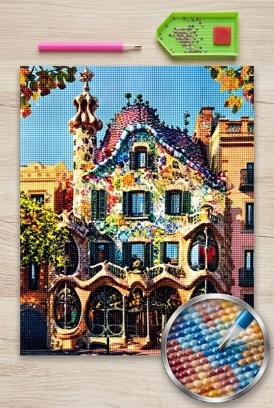 Elmas Mozaik Tablo, 30x30cm Apartman Boncuk Yapıştırma Kiti  
