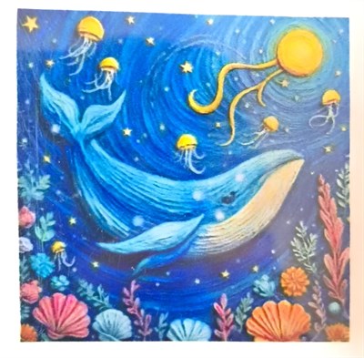 Elmas Mozaik Tablo, 30x30cm Mavi Balina Boncuk Yapıştırma Kiti  