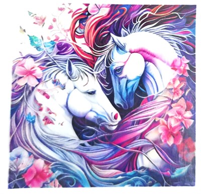 Elmas Mozaik Tablo, 30x30cm Renkli Atlar Boncuk Yapıştırma Kiti  