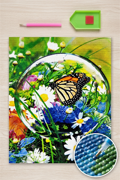 Elmas Mozaik Tablo, 50x40cm Kelebek Boncuk Yapıştırma Kiti 
