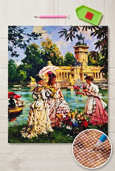 Elmas Mozaik Tablo, 50x40cm Saray Kadınları Boncuk Yapıştırma Kiti 