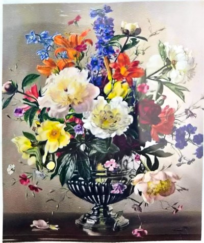 Elmas Mozaik Tablo, 50x40cm Vazoda Çiçekler Boncuk Yapıştırma Kiti 