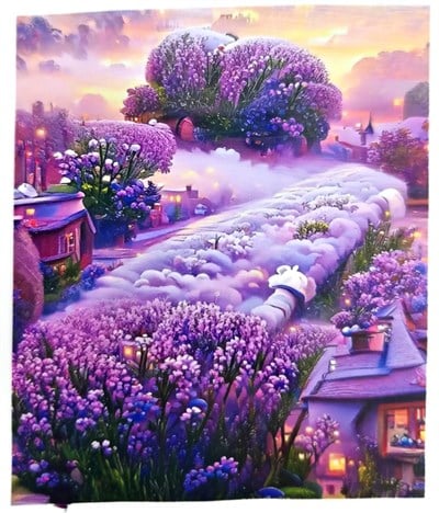 Elmas Mozaik Tablo, 50x65cm Mor Bahçe Boncuk Yapıştırma Kiti 