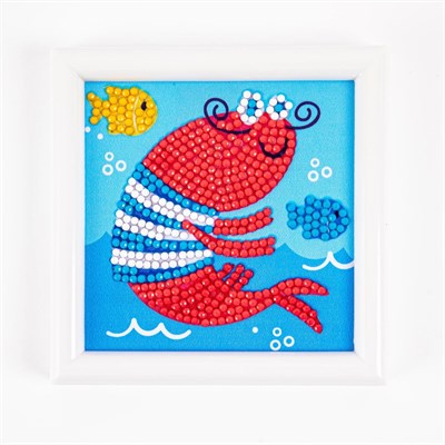 Elmas Mozaik Tablo 9.5 x 9.5cm İstakoz Boncuk Yapıştırma Kiti - Çerçeveli