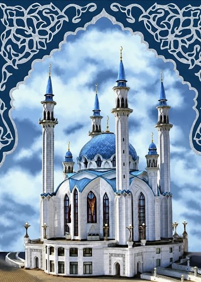 Elmas Mozaik Tablo, Elmas Boyama Puzzle 50 x 65 Kul Şerif Camii Boncuk İşleme
