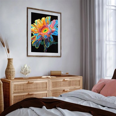 Elmas Mozaik Tablo Neon Gerbera – 46 x 36 cm