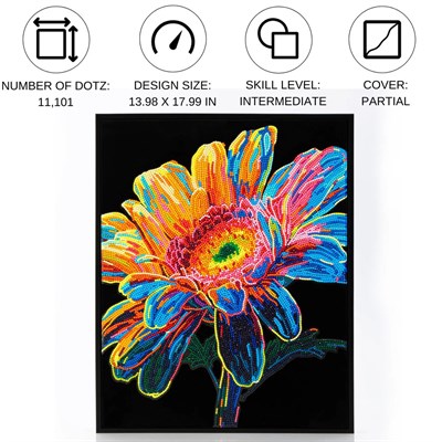 Elmas Mozaik Tablo Neon Gerbera – 46 x 36 cm