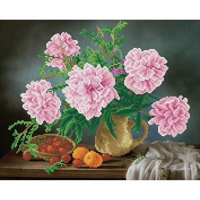 Elmas Mozaik Tablo Pembe Bahar Çiçekleri – 40 x 50 cm