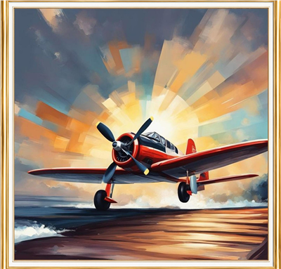 Elmas Boyama Puzzle Kit, Gün Batımında Kırmızı Uçak 30x30 cm Mozaik
