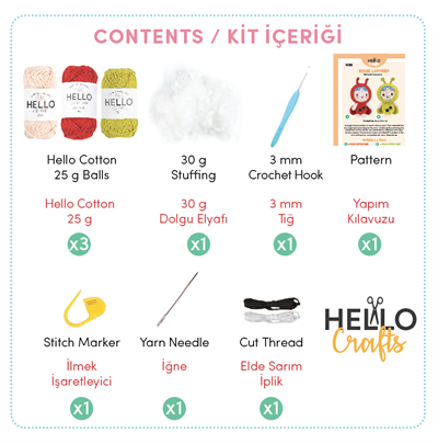 Amigurumi Kiti, Mini Örgü Seti  UĞUR BÖCEĞİ