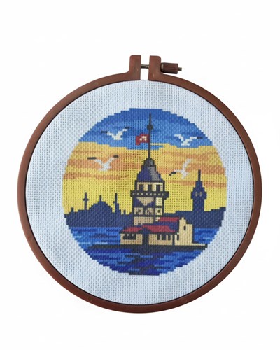 Kanaviçe Başlangıç Seti, Baskılı Etamin Kiti - Kız Kulesi