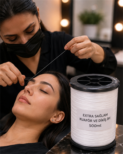 Kuaför İpi, 3lü Set 500mt Büyük Boy Ekstra Dayanıklı Kaş Bıyık Alma İpi, Özel Üretildi