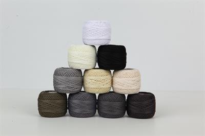 Leylak Koton Perle Beyaz-Siyah Set 10 Adet