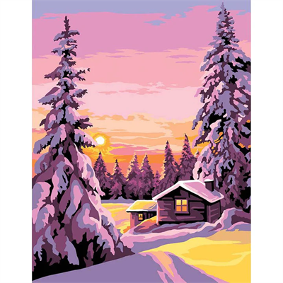MARGOT GOBLEN 60X80CM - Karlı evin üzerindeki akşam ışığı