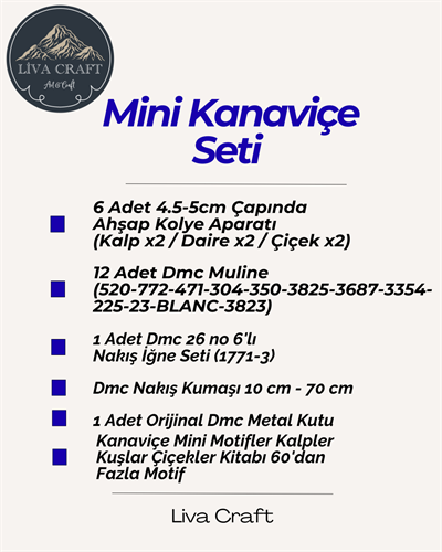 Mini Kanaviçe Seti - Kalpler Kuşlar Çiçekler