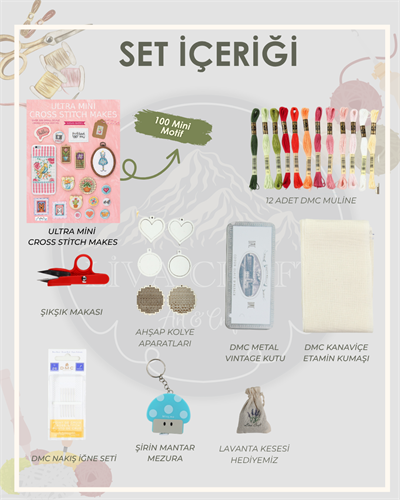 Mini Kanaviçe Seti - Ultra Mini Cross Stitch Makes Kitabı