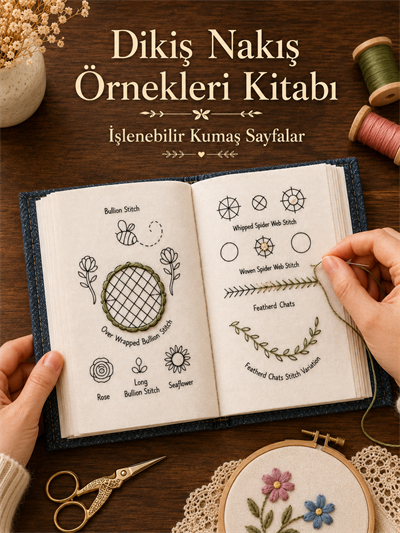 Nakış Örnekleri Kitabı, Başlangıç İçin Dikiş Kitabı, Yeni Büyük Boy Eğitici Nakış Kiti