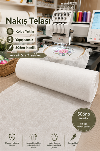 Nakış Telası, 506No Kolay Yırtılan Makine Nakışı Altına Yapışkansız Tela 1. Kalite