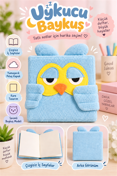 Peluş Defter Çizgisiz, Uykucu Baykuş