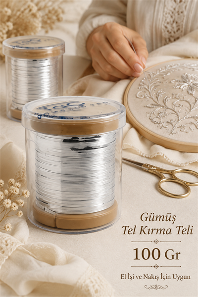 TAÇ TEL KIRMA TELİ, GÜMÜŞ, 100GR