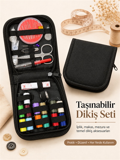 Taşınabilir Dikiş Seti Fermuarlı, Çantalı Dikiş Seti Kapsamlı