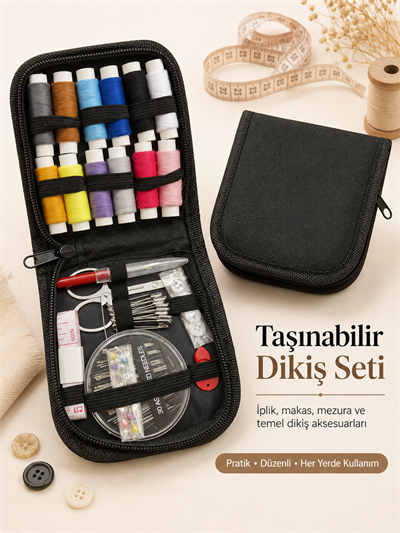 Taşınabilir Dikiş Seti Fermuarlı, Çantalı Dikiş Seti Kapsamlı