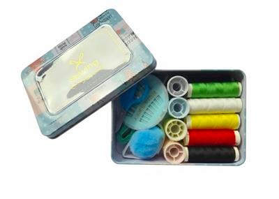 Taşınabilir Mini Dikiş Seti – Metal Kutulu Pratik amir Kiti-MAVİ