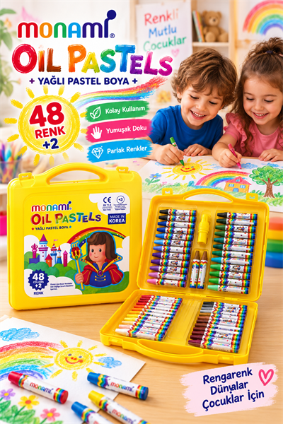Yağlı Pastel Boya Seti – 48 Renk Kutulu Çocuk Resim Boyama Seti