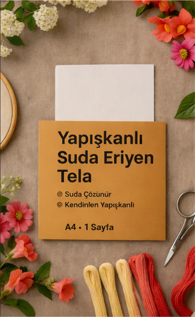 Yapışkanlı Suda Eriyen Tela - A4 x 1 Sayfa