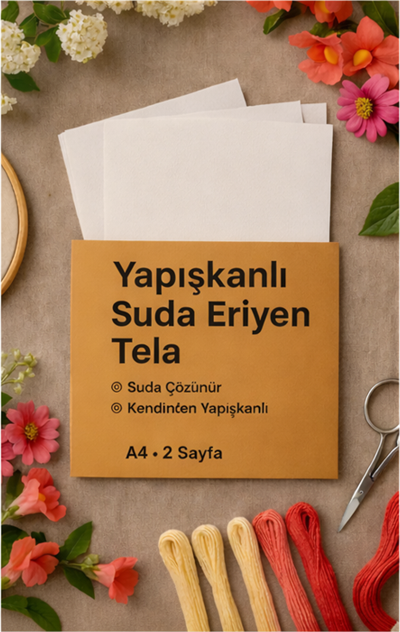 Yapışkanlı Suda Eriyen Tela - A4 x 2 Sayfa
