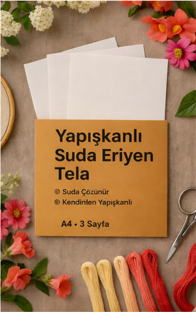 Yapışkanlı Suda Eriyen Tela - A4 x 3 Sayfa