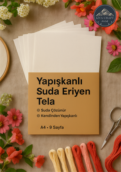 Yapışkanlı Suda Eriyen Tela - A4 x 9 Sayfa