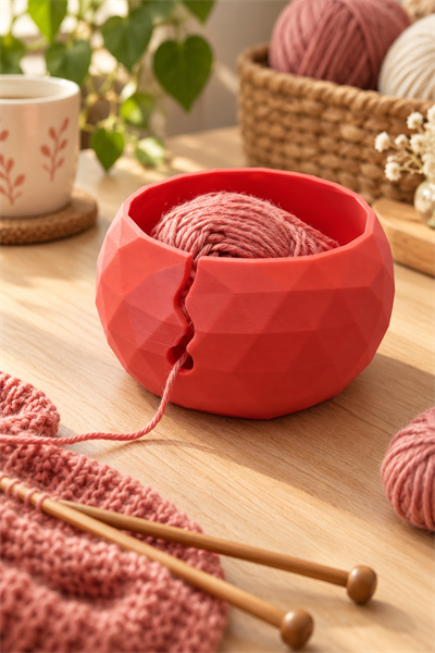Yün Tutucu, Yarn Bowl Yumak Kasesi, İp Kılavuzlu Örgü Yumaklık, Kırmızı