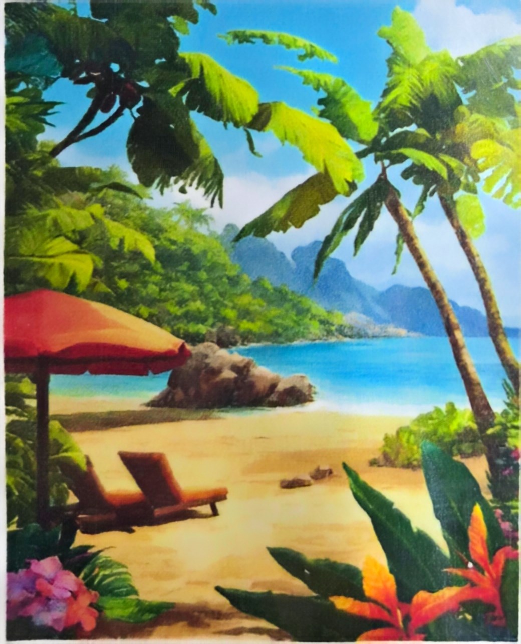 Elmas Mozaik Tablo, 30x40  Sahil Kenarı Yapıştırma Kiti  