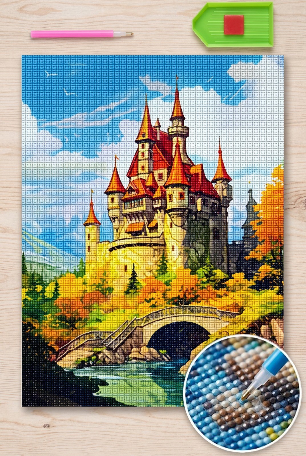 Elmas Mozaik Tablo, 30x40  Şato Boncuk Yapıştırma Kiti  