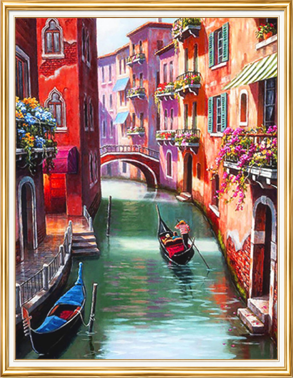 Venedik Kanalında Gondol Elmas Mozaik Puzzle Kit 40x50 cm