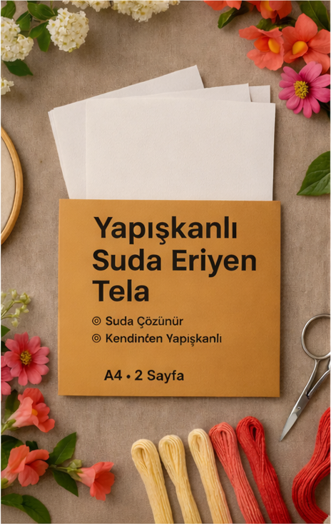 Yapışkanlı Suda Eriyen Tela - A4 x 2 Sayfa