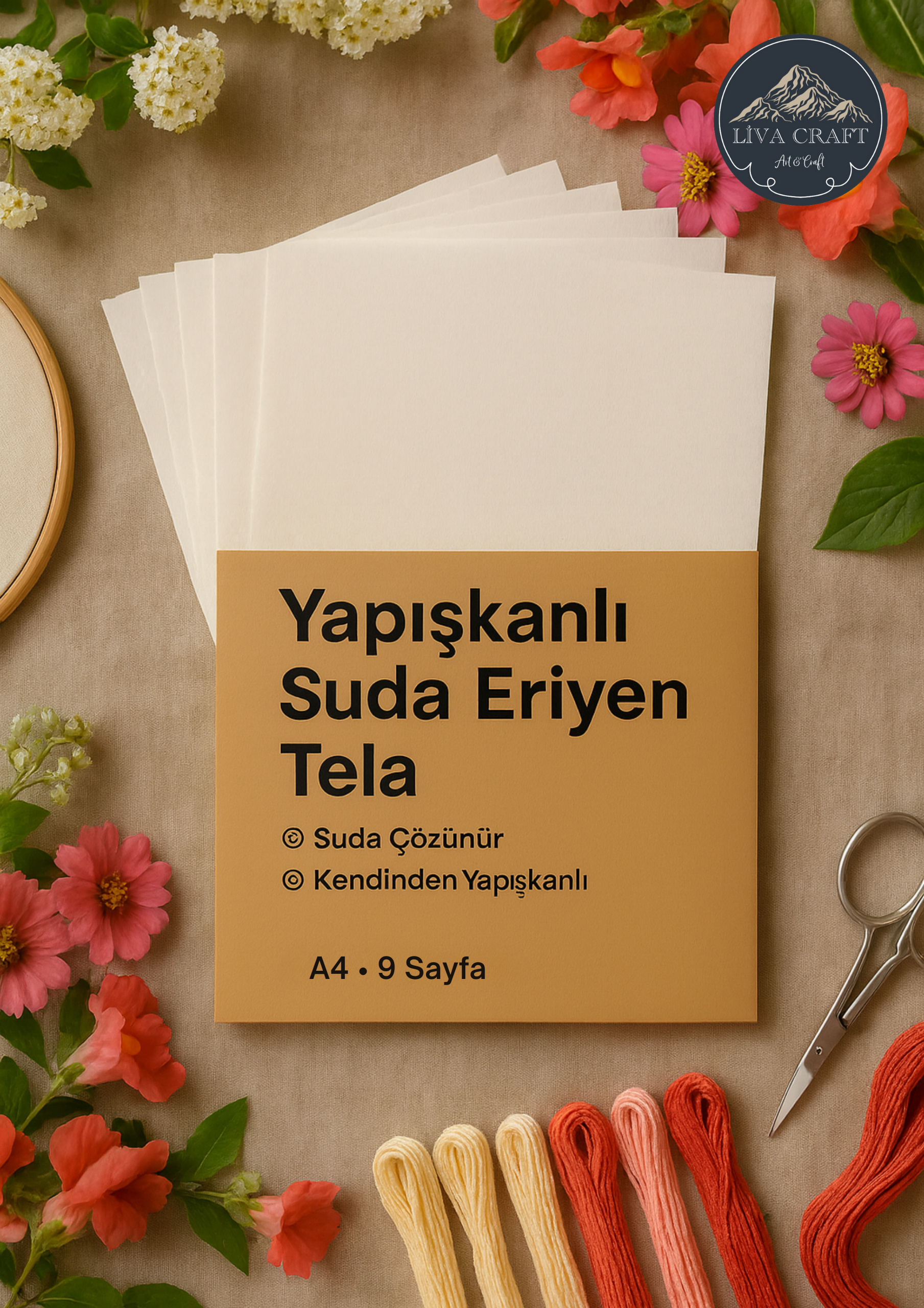Yapışkanlı Suda Eriyen Tela - A4 x 9 Sayfa