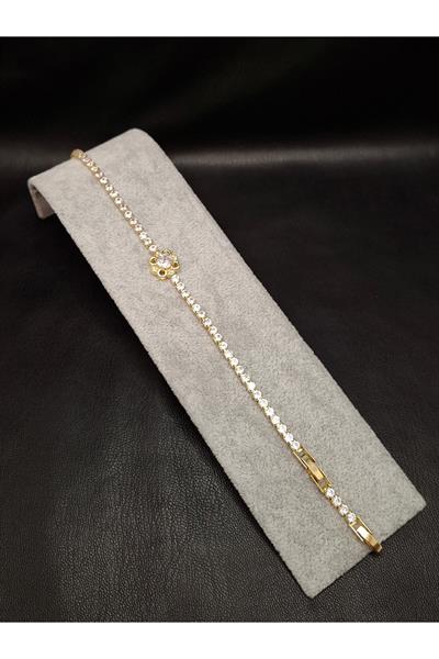 Taşlı Çiçek Model Su Yolu Çelik Bileklik