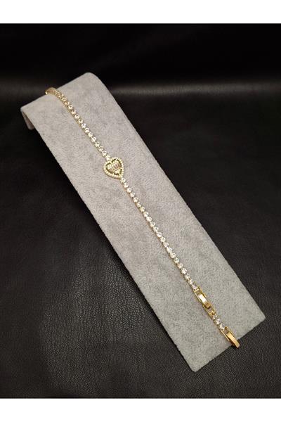 Taşlı Kalp Model Su Yolu Çelik Bileklik