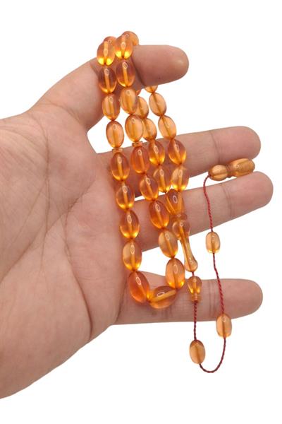 Turuncu Badem Kesim Ateş Kehribar Tesbih