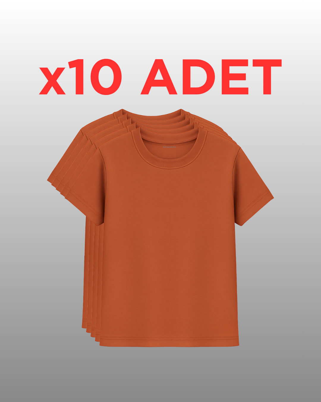 10lu Regular Fit Basic Tişört Seti - %100 Pamuk - Yeşil, Siyah, Beyaz, Kiremit