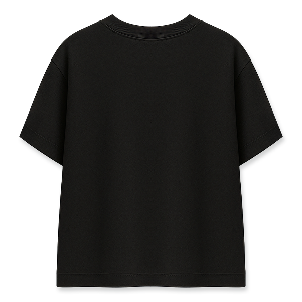 Hilalli Bozkurt Maskesi Minimal Siyah Oversize Tişört