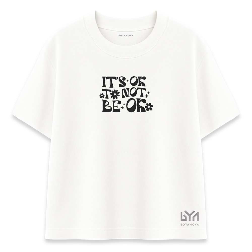 Its Ok Not Ok Kadın Oversize Beyaz Tişört