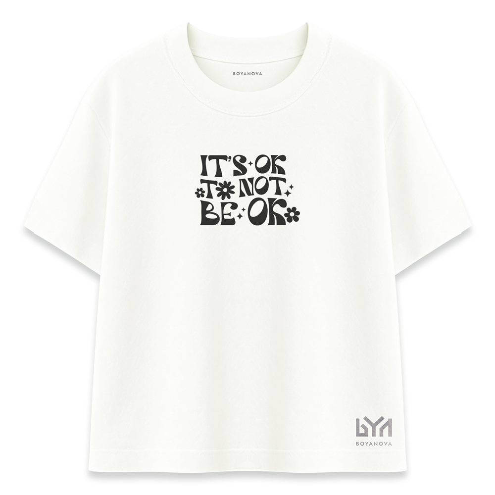 Its Ok Not Ok Kadın Oversize Ekru Tişört