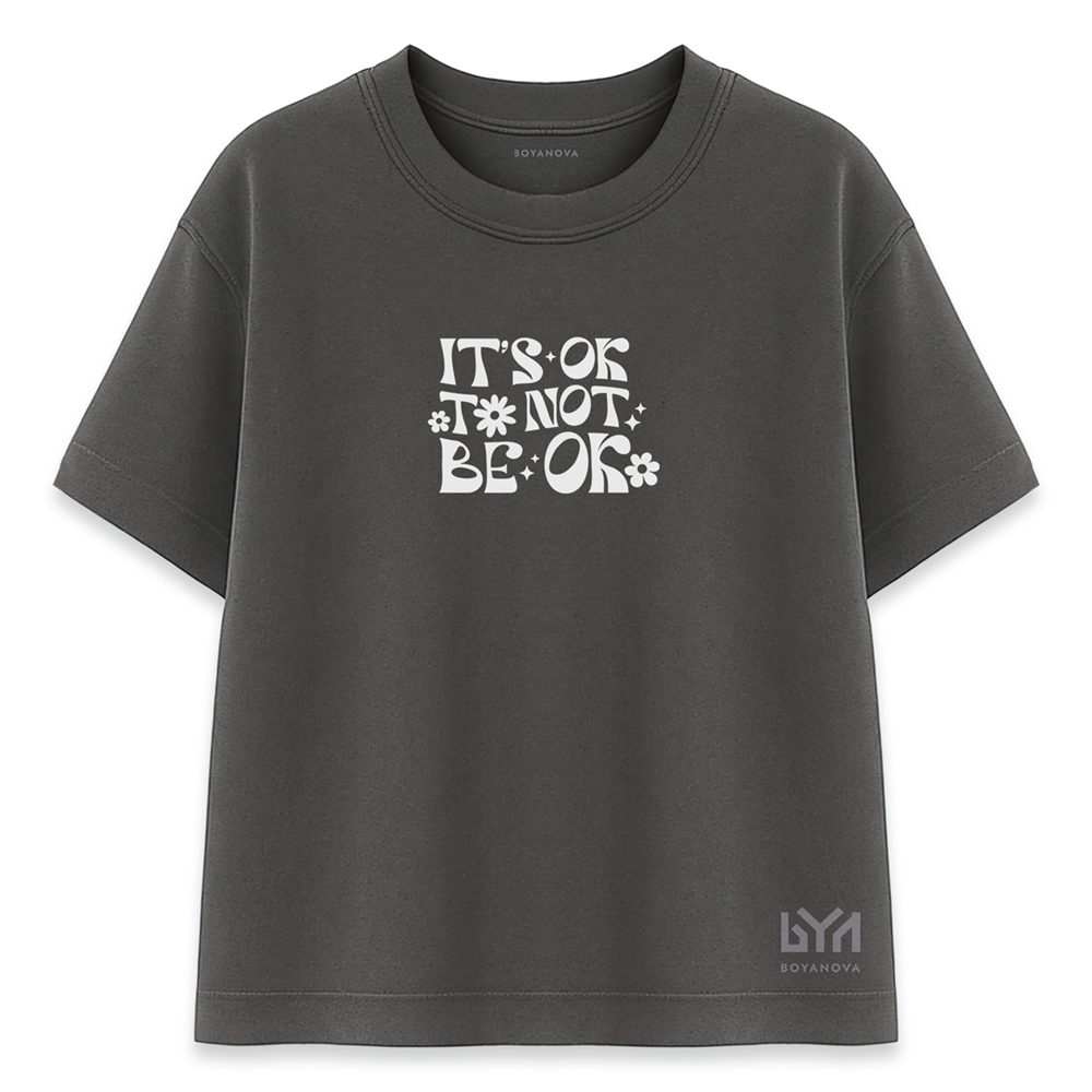 Its Ok Not Ok Kadın Oversize Füme Tişört