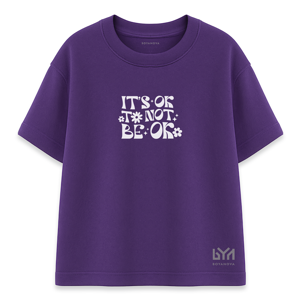Its Ok Not Ok Kadın Oversize Mor Tişört