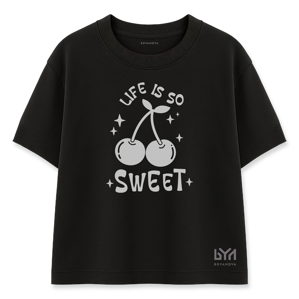 Life Is Kadın Oversize Siyah Tişört