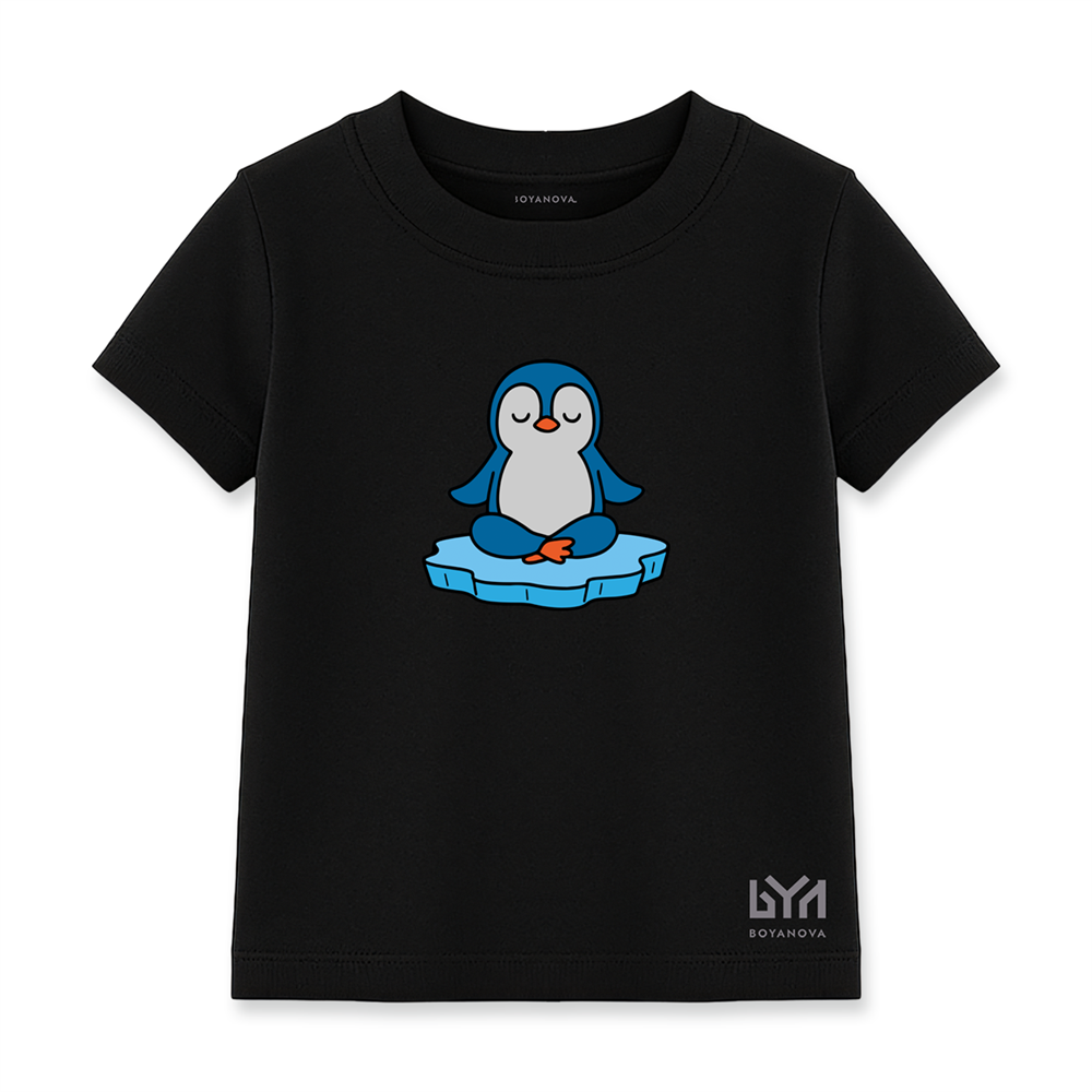 Pengu’nün Sessiz Dünyası Siyah Çocuk Basic Tişört